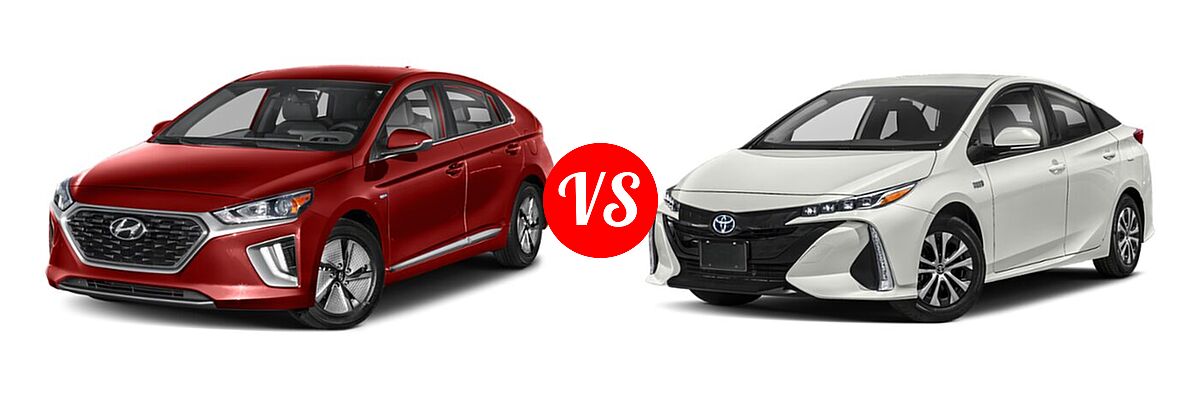 2021 Hyundai Ioniq Hybrid Hatchback Hybrid SE vs. 2021 Toyota Prius Prime Hatchback PHEV LE / XLE - Front Left Comparison