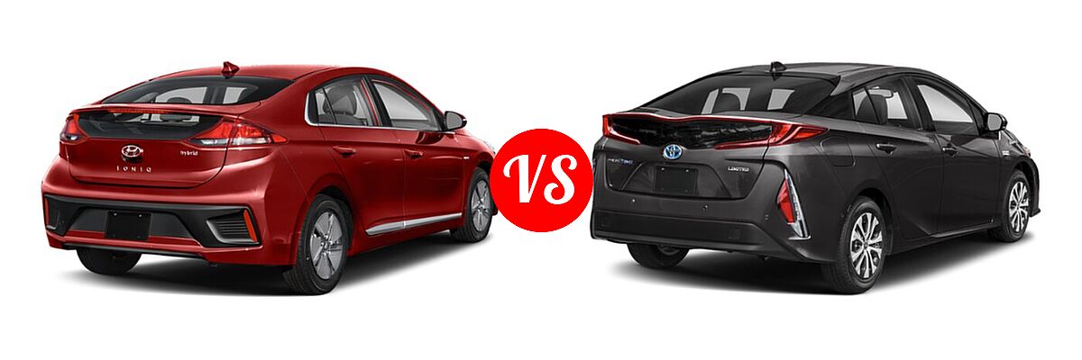 2021 Hyundai Ioniq Hybrid Hatchback Hybrid SE vs. 2021 Toyota Prius Prime Hatchback PHEV Limited - Rear Right Comparison