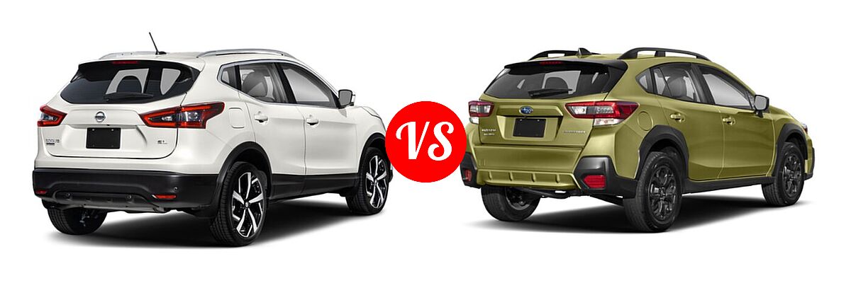 2021 Nissan Rogue Sport SUV SL vs. 2021 Subaru Crosstrek SUV Sport - Rear Right Comparison