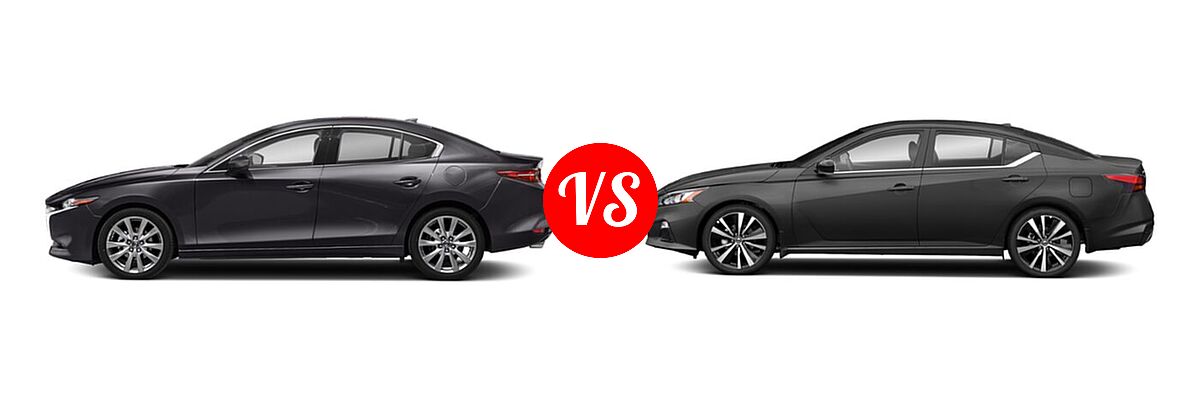 2021 Mazda 2 Sedan Premium vs. 2021 Nissan Altima Sedan 2.0 SR / 2.5 SR - Side Comparison