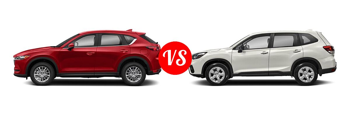 2021 Mazda CX-5 SUV Sport vs. 2021 Subaru Forester SUV CVT / Premium - Side Comparison