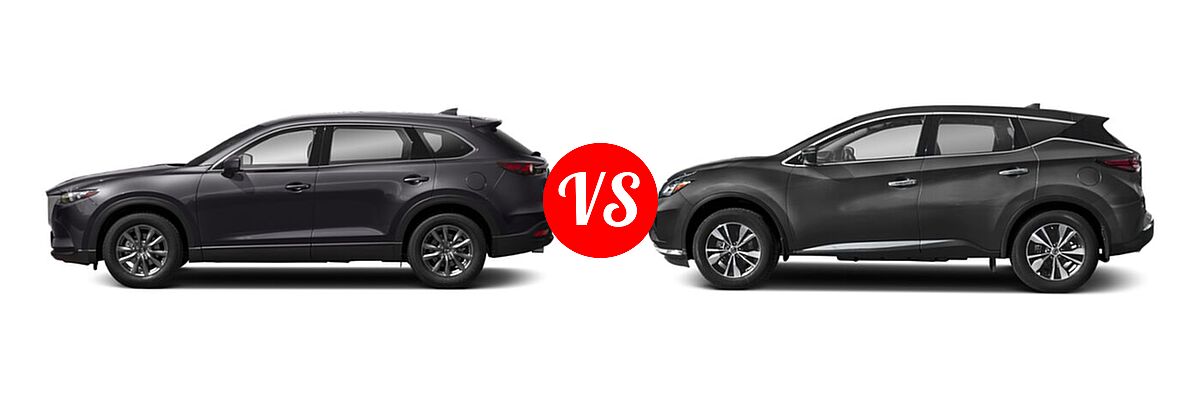 2021 Mazda CX-9 SUV Touring vs. 2021 Nissan Murano SUV S / SV - Side Comparison
