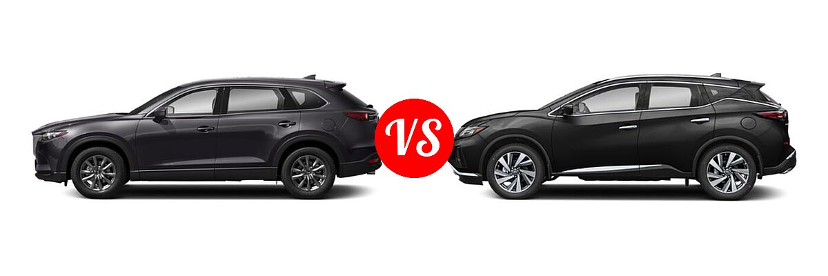 2021 Mazda CX-9 SUV Touring vs. 2021 Nissan Murano SUV Platinum / SL - Side Comparison
