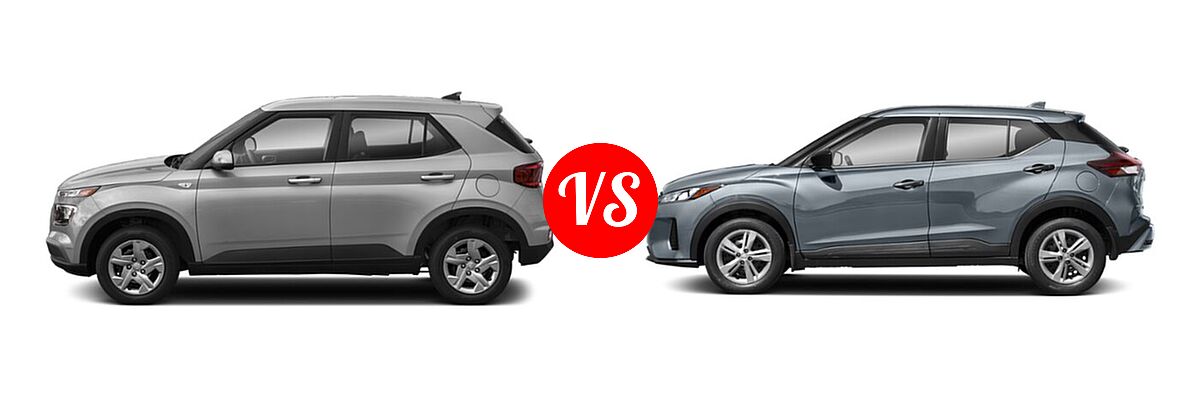 2021 Hyundai Venue SUV SE vs. 2021 Nissan Kicks SUV S / SV - Side Comparison