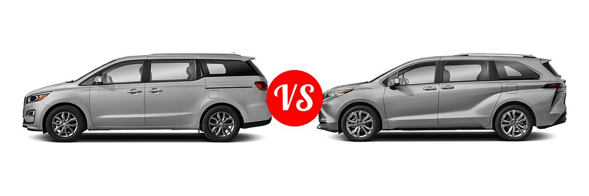 2021 Kia Sedona Minivan EX vs. 2021 Toyota Sienna Minivan Hybrid Platinum - Side Comparison