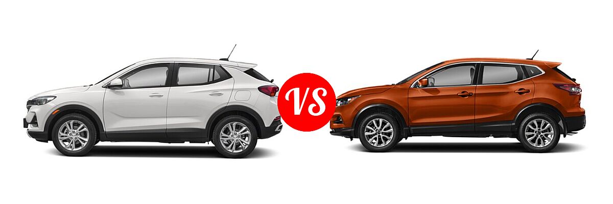 2021 Buick Encore GX SUV Preferred / Select vs. 2021 Nissan Rogue Sport SUV S / SV - Side Comparison