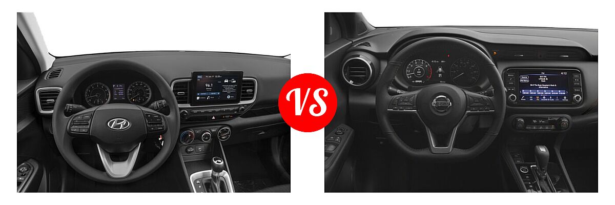 2021 Hyundai Venue SUV SE vs. 2021 Nissan Kicks SUV SR - Dashboard Comparison