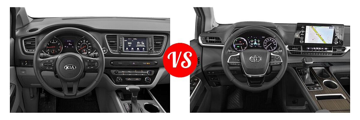 2021 Kia Sedona Minivan EX vs. 2021 Toyota Sienna Minivan Hybrid Limited - Dashboard Comparison