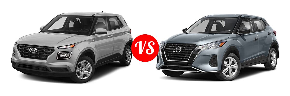 2021 Hyundai Venue SUV SE vs. 2021 Nissan Kicks SUV S / SV - Front Left Comparison