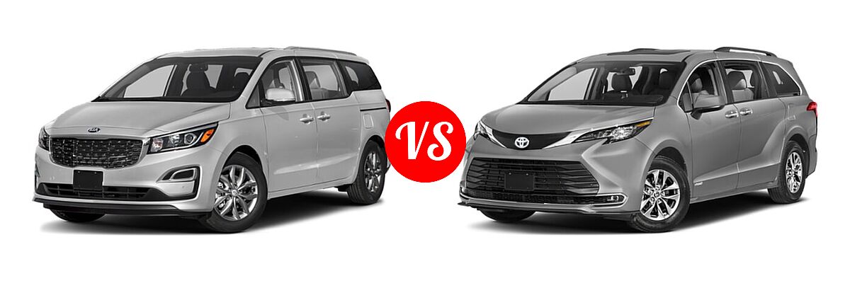 2021 Kia Sedona Minivan EX vs. 2021 Toyota Sienna Minivan Hybrid XLE - Front Left Comparison