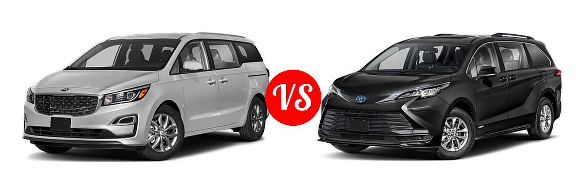 2021 Kia Sedona Minivan EX vs. 2021 Toyota Sienna Minivan Hybrid LE - Front Left Comparison