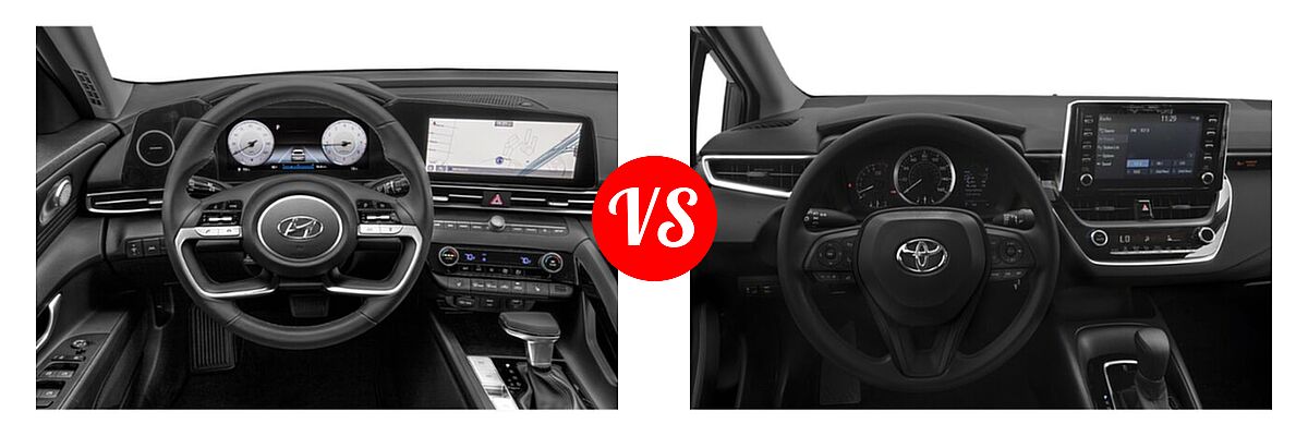 2021 Hyundai Elantra Sedan Limited / N Line / SE vs. 2021 Toyota Corolla Sedan L / LE - Dashboard Comparison