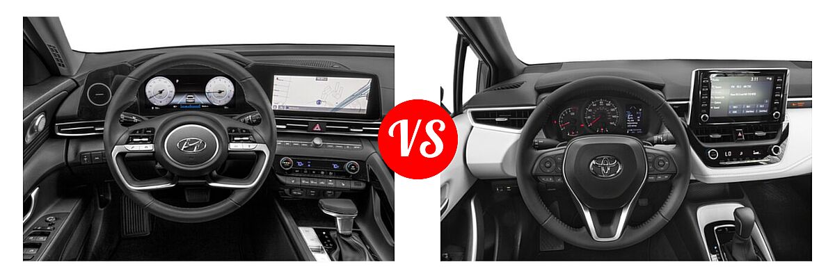 2021 Hyundai Elantra Sedan Limited / N Line / SE vs. 2021 Toyota Corolla Sedan SE / XSE - Dashboard Comparison