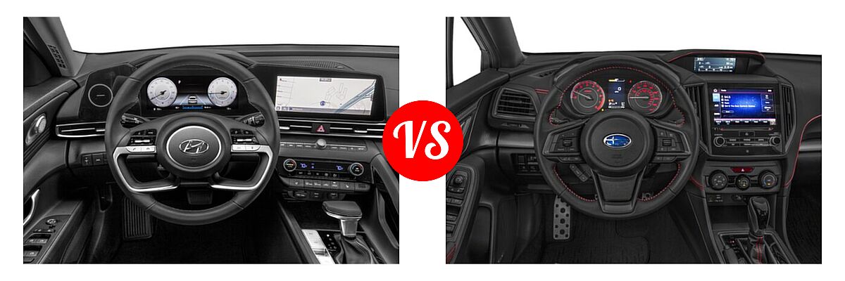 2021 Hyundai Elantra Sedan Limited / N Line / SE vs. 2021 Subaru Impreza Sedan Sport - Dashboard Comparison