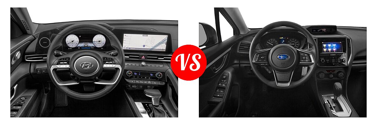 2021 Hyundai Elantra Sedan Limited / N Line / SE vs. 2021 Subaru Impreza Sedan 4-door CVT / 4-door Manual / Limited / Premium - Dashboard Comparison