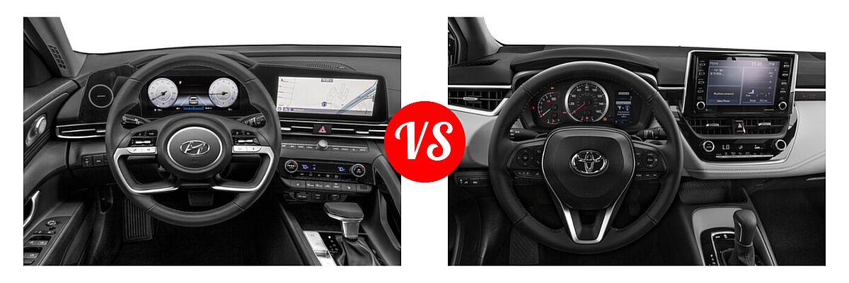 2021 Hyundai Elantra Sedan Limited / N Line / SE vs. 2021 Toyota Corolla Sedan APEX XSE - Dashboard Comparison