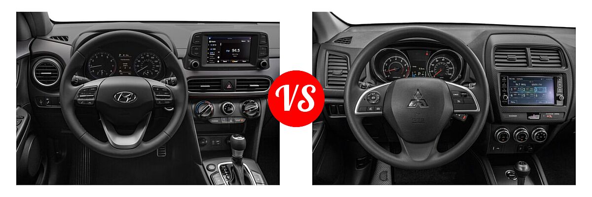 2021 Hyundai Kona SUV NIGHT vs. 2021 Mitsubishi Outlander Sport SUV ES / LE - Dashboard Comparison