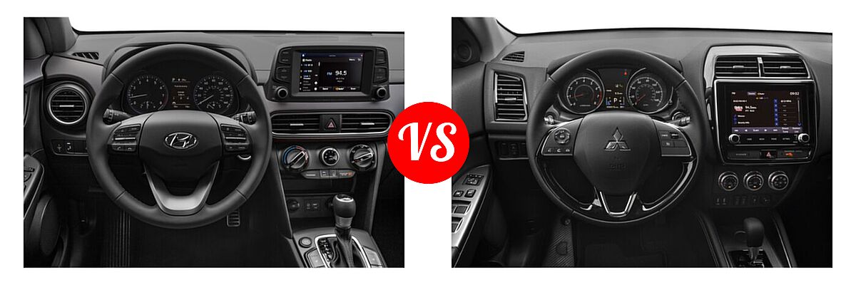 2021 Hyundai Kona SUV NIGHT vs. 2021 Mitsubishi Outlander Sport SUV GT / SE - Dashboard Comparison