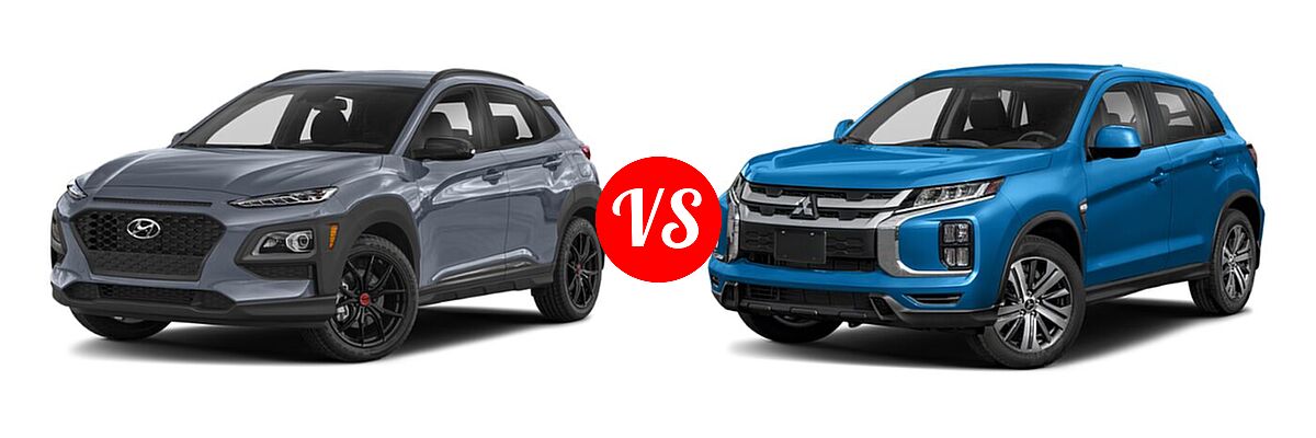 2021 Hyundai Kona SUV NIGHT vs. 2021 Mitsubishi Outlander Sport SUV ES / LE - Front Left Comparison