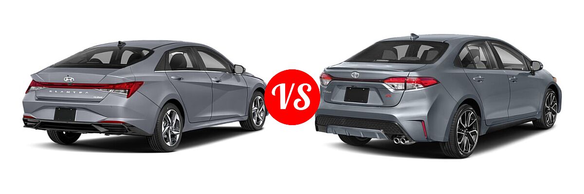 2021 Hyundai Elantra Sedan Limited / N Line / SE vs. 2021 Toyota Corolla Sedan SE / XSE - Rear Right Comparison