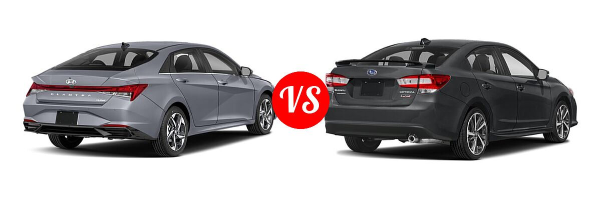 2021 Hyundai Elantra Sedan Limited / N Line / SE vs. 2021 Subaru Impreza Sedan Sport - Rear Right Comparison
