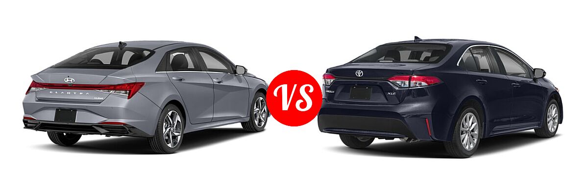 2021 Hyundai Elantra Sedan Limited / N Line / SE vs. 2021 Toyota Corolla Sedan XLE - Rear Right Comparison