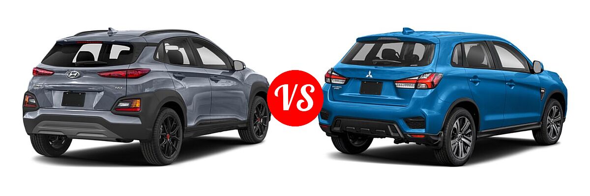 2021 Hyundai Kona SUV NIGHT vs. 2021 Mitsubishi Outlander Sport SUV ES / LE - Rear Right Comparison
