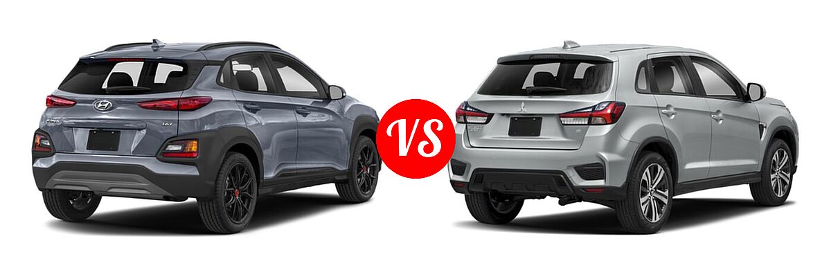 2021 Hyundai Kona SUV NIGHT vs. 2021 Mitsubishi Outlander Sport SUV GT / SE - Rear Right Comparison