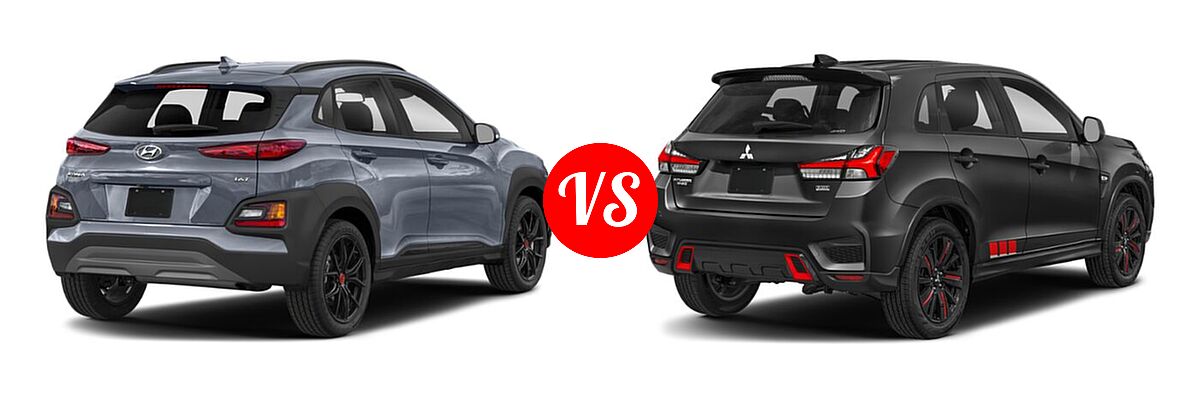 2021 Hyundai Kona SUV NIGHT vs. 2021 Mitsubishi Outlander Sport SUV BE - Rear Right Comparison