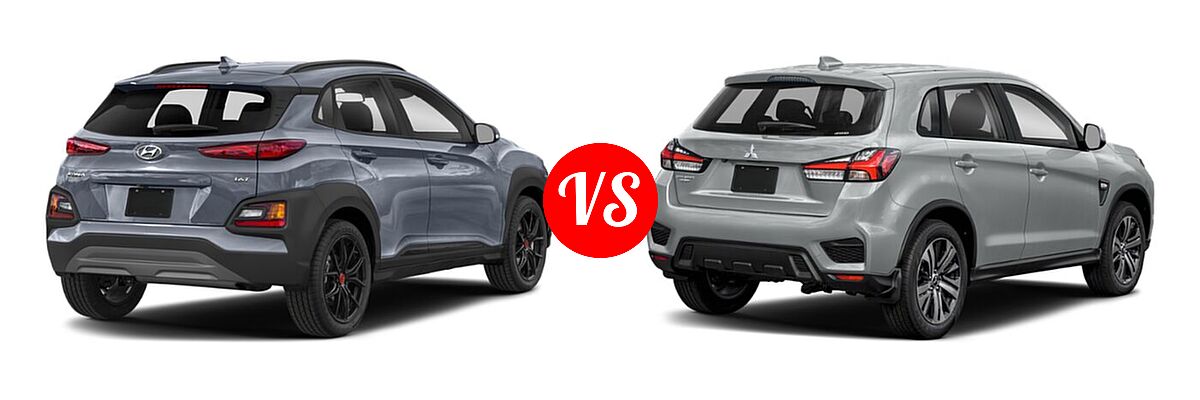 2021 Hyundai Kona SUV NIGHT vs. 2021 Mitsubishi Outlander Sport SUV S - Rear Right Comparison