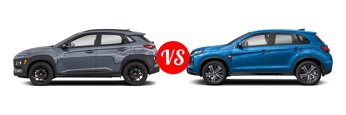 2021 Hyundai Kona SUV NIGHT vs. 2021 Mitsubishi Outlander Sport SUV ES / LE - Side Comparison