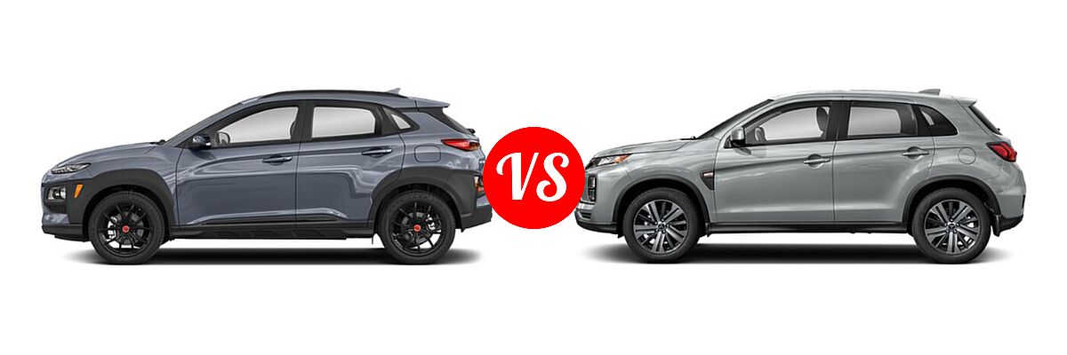 2021 Hyundai Kona SUV NIGHT vs. 2021 Mitsubishi Outlander Sport SUV S - Side Comparison