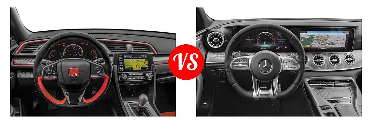 2021 Honda Civic Type R Hatchback Touring vs. 2021 Mercedes-Benz AMG GT Hatchback AMG GT 63 / AMG GT 63 S - Dashboard Comparison
