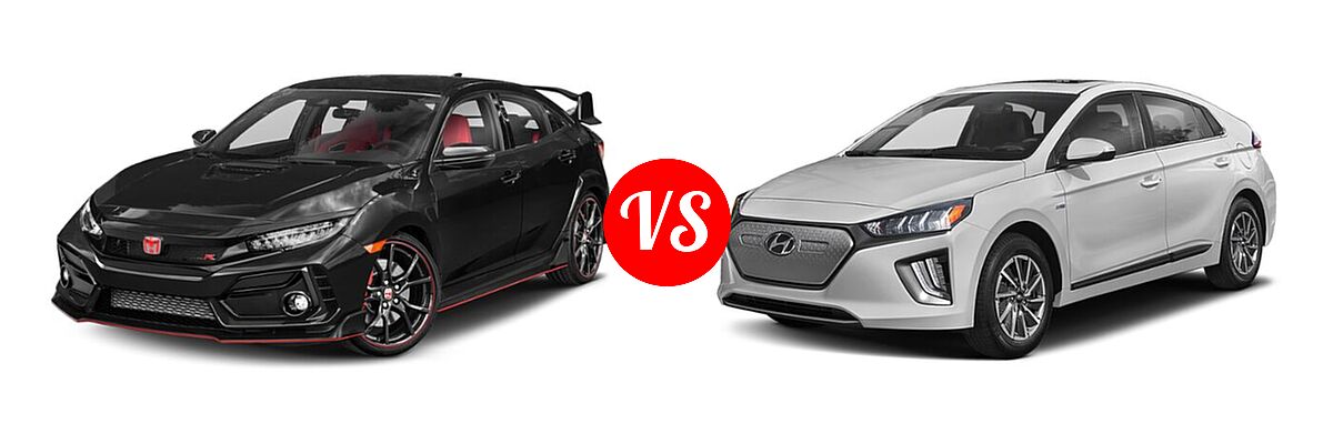 2021 Honda Civic Type R Hatchback Touring vs. 2021 Hyundai Ioniq Electric Hatchback Electric SE - Front Left Comparison
