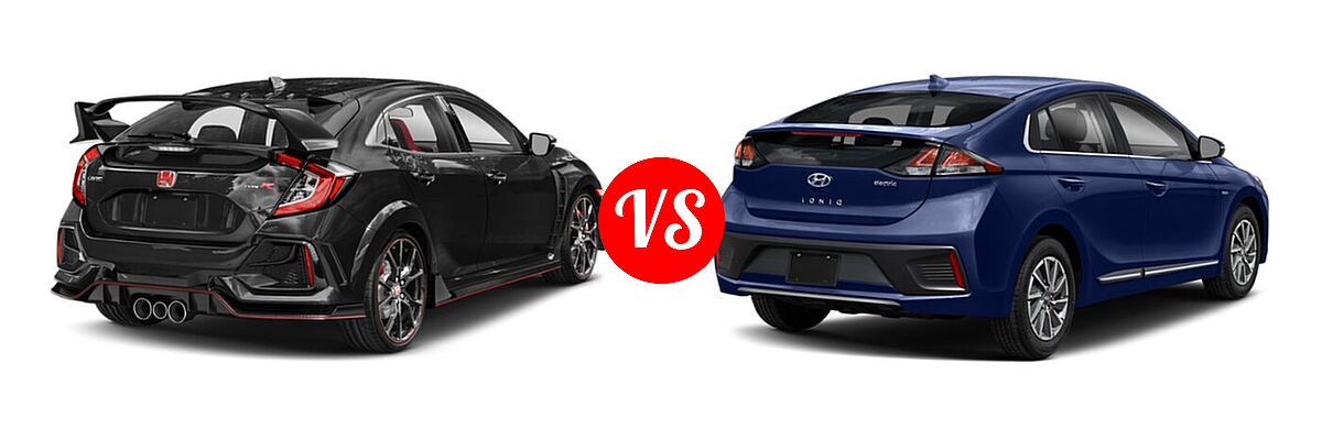 2021 Honda Civic Type R Hatchback Touring vs. 2021 Hyundai Ioniq Electric Hatchback Electric Limited - Rear Right Comparison