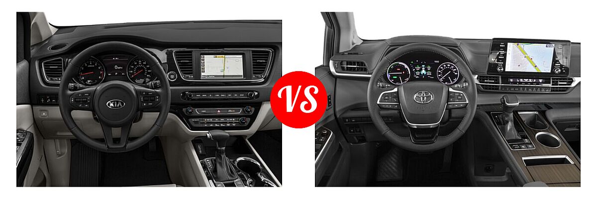 2021 Kia Sedona Minivan SX vs. 2021 Toyota Sienna Minivan Hybrid Limited - Dashboard Comparison