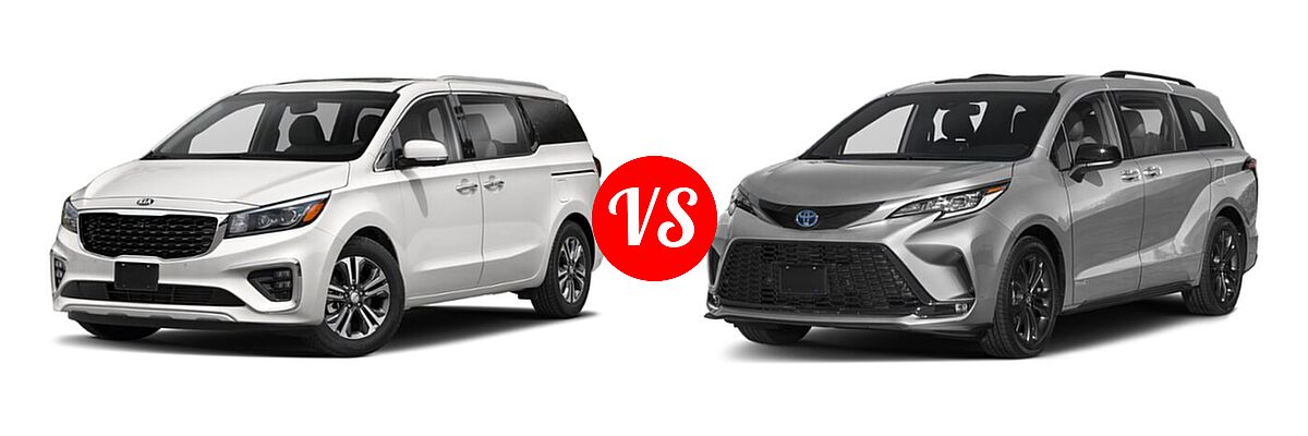2021 Kia Sedona Minivan SX vs. 2021 Toyota Sienna Minivan Hybrid XSE - Front Left Comparison