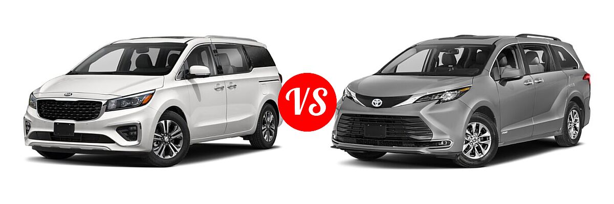 2021 Kia Sedona Minivan SX vs. 2021 Toyota Sienna Minivan Hybrid XLE - Front Left Comparison