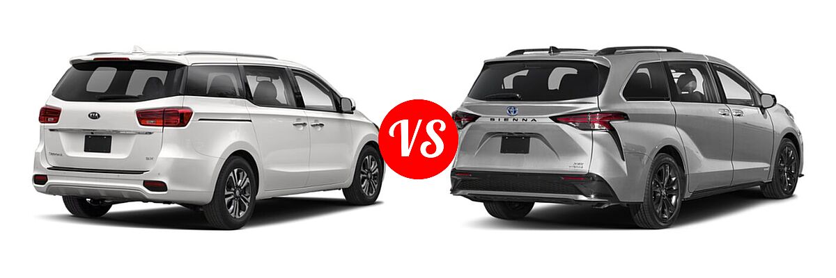 2021 Kia Sedona Minivan SX vs. 2021 Toyota Sienna Minivan Hybrid XSE - Rear Right Comparison