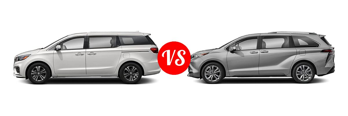 2021 Kia Sedona Minivan SX vs. 2021 Toyota Sienna Minivan Hybrid Platinum - Side Comparison