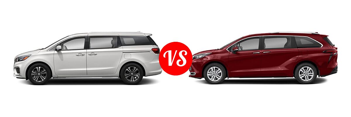 2021 Kia Sedona Minivan SX vs. 2021 Toyota Sienna Minivan Hybrid Limited - Side Comparison