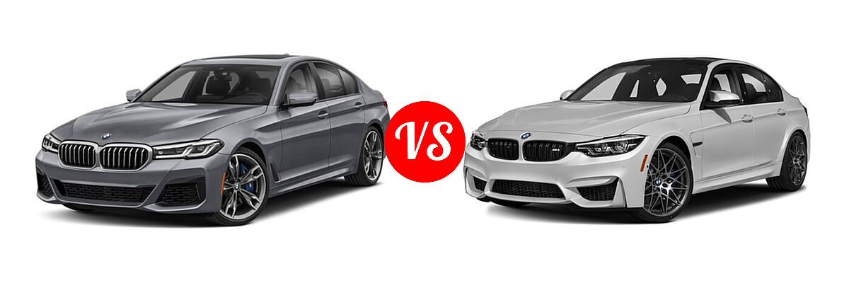 2021 BMW 5 Series M550i Sedan M550i xDrive vs. 2018 BMW M3 Sedan Sedan - Front Left Comparison