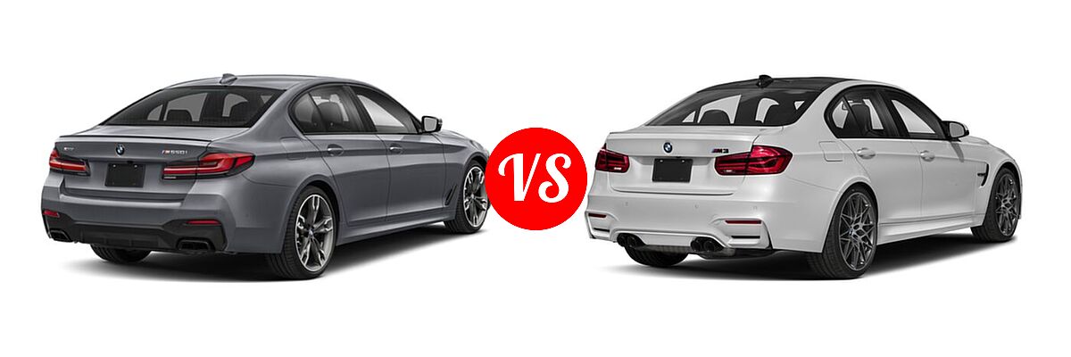 2021 BMW 5 Series M550i Sedan M550i xDrive vs. 2018 BMW M3 Sedan Sedan - Rear Right Comparison