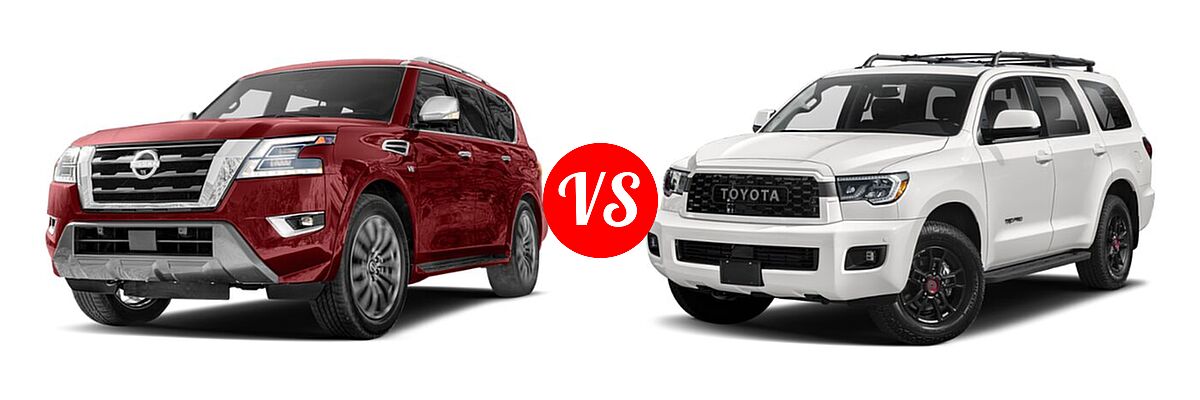 2021 Nissan Armada SUV Platinum / S / SV vs. 2021 Toyota Sequoia SUV TRD Pro - Front Left Comparison