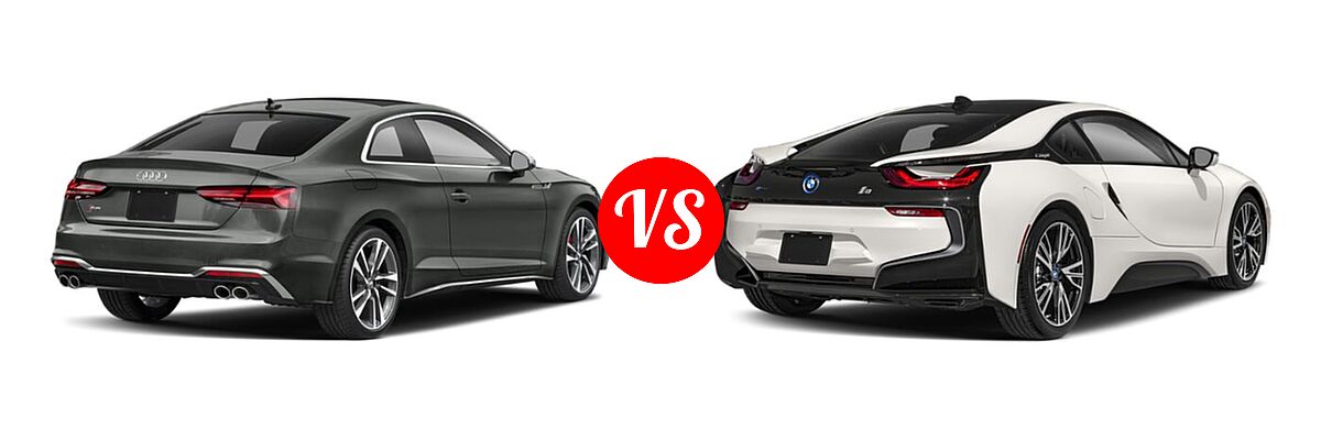2020 Audi S5 Coupe Premium / Premium Plus / Prestige vs. 2019 BMW i8 Coupe PHEV Coupe - Rear Right Comparison