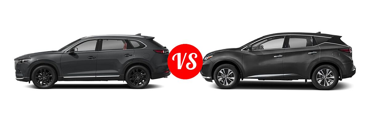 2021 Mazda CX-9 SUV Carbon Edition vs. 2021 Nissan Murano SUV S / SV - Side Comparison
