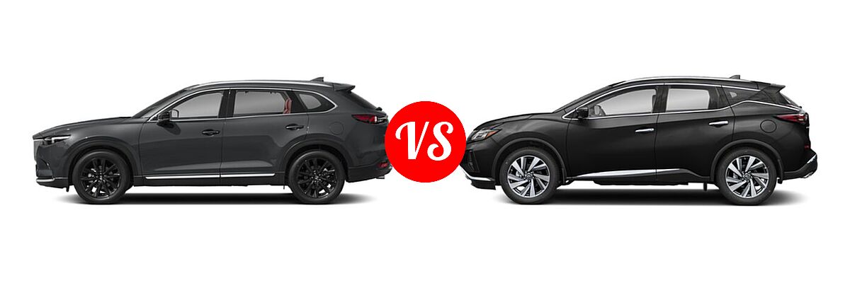 2021 Mazda CX-9 SUV Carbon Edition vs. 2021 Nissan Murano SUV Platinum / SL - Side Comparison