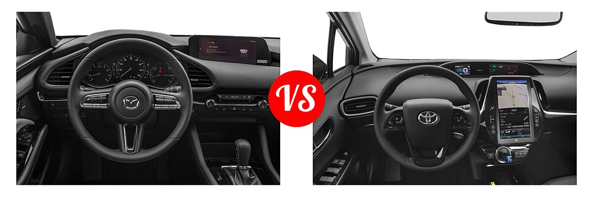 2021 Mazda 3 Hatchback Preferred vs. 2021 Toyota Prius Prime Hatchback PHEV Limited - Dashboard Comparison