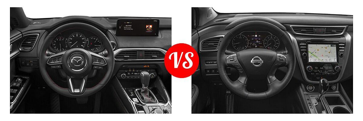 2021 Mazda CX-9 SUV Carbon Edition vs. 2021 Nissan Murano SUV Platinum / SL - Dashboard Comparison