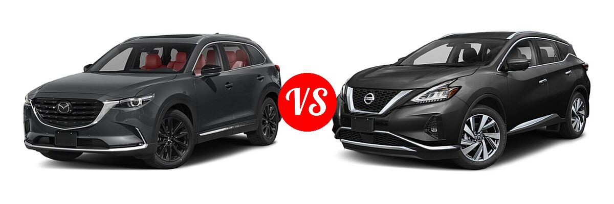 2021 Mazda CX-9 SUV Carbon Edition vs. 2021 Nissan Murano SUV Platinum / SL - Front Left Comparison
